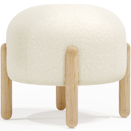 Buy Low Stool Upholstered in Bouclé - Round White 61251 - in the EU