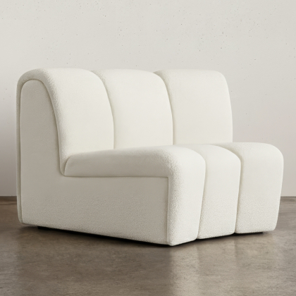 Buy Curved Module Sofa - Upholstered in Bouclé Fabric - Barkleyn White 61248 with a guarantee 