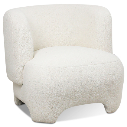Buy  Upholstered Armchair - Bouclé Fabric Lounge Chair - Janko White 61296 - in the EU