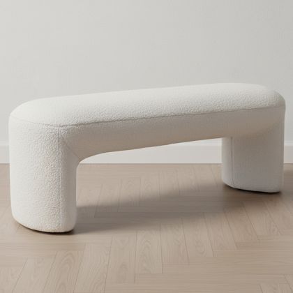 Buy Upholstered Bench in Bouclé Fabric - Loriel White 61307 - prices 