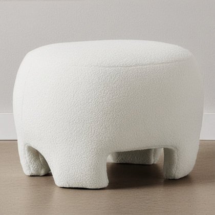 Buy Upholstered Ottoman - Pouf in Bouclé Fabric - Janko White 61305 at MyFaktory 