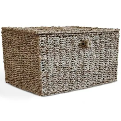 Buy Natural Fiber Basket with Lid - 40x30CM - Vernui Brown 61313 home delivery 
