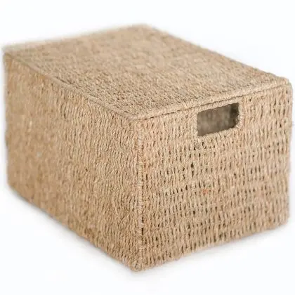 Buy Natural Fiber Basket with Lid - 40x30CM - Greey Natural 61314 - in the EU 