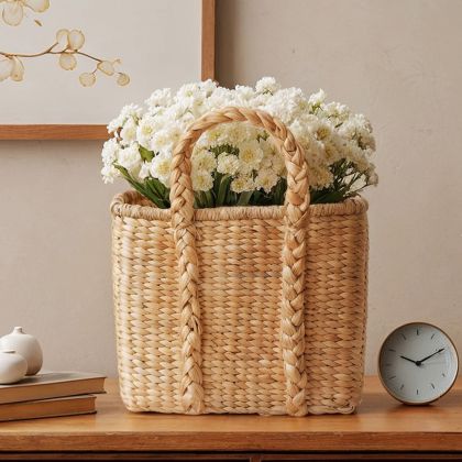 Buy Natural Fiber Basket with Handles - 30x25CM - Gretye Natural 61316 with a guarantee 