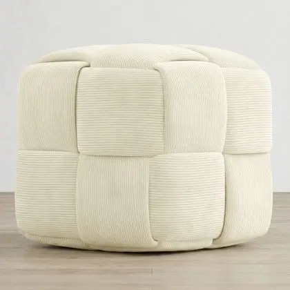 Buy Square Corduroy Upholstered Pouf - Modern Design - Dice Ivory 61451 - in the EU 