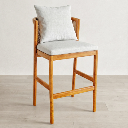 Buy High Outdoor Teak Wood Stool with Cushions - Aran Natural 61324 home delivery 