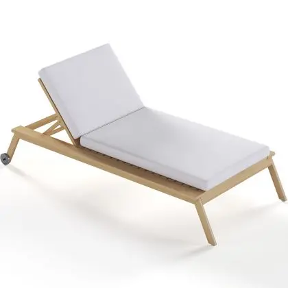 Buy Teak Wood Sun Lounger with Cushion - Beth Natural 61329 - in the EU 