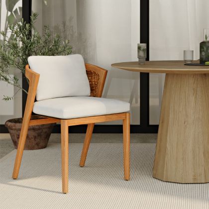 Buy Outdoor Teak Dining Chair with Cushions - Lesley Natural 61323 in the Europe 