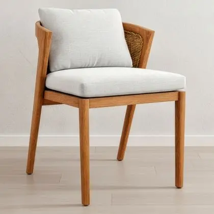 Buy Outdoor Teak Dining Chair with Cushions - Lesley Natural 61323 with a guarantee 