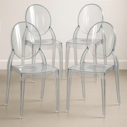 Buy Pack of 4 Dining Chairs Transparent - Victoria Ghost Style Transparent 61555 at MyFaktory 