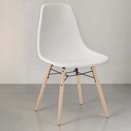 Buy Dining Chair - Scandinavian Design - Wooden Legs - Lumi White 61559 home delivery 