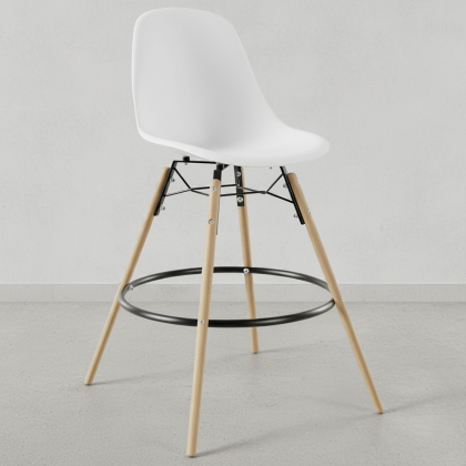 Buy Scandinavian Bar Stool with Wooden Legs - Nordic Design - For Kitchen Island - Lumi White 61560 at MyFaktory 