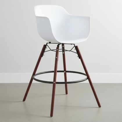 Buy Bar Stool - Scandinavian Design - Dark Wood Legs - Skandiva White 61570 - in the EU 