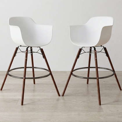 Buy Bar Stool Scandinavian Design - Dark Wood Legs - Pack of 2 - Skandiva White 61573 in the Europe 