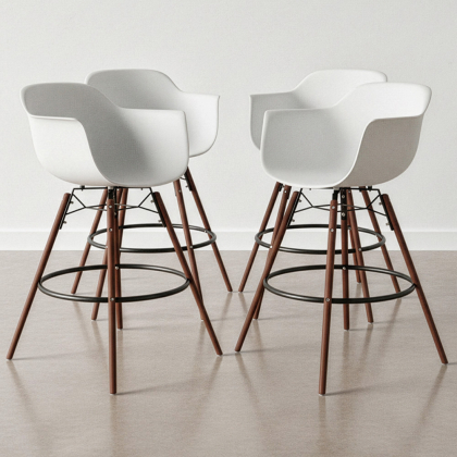 Buy Bar Stools Scandinavian Design - Dark Wood Legs - Pack of 4 - Skandiva White 61574 at MyFaktory 