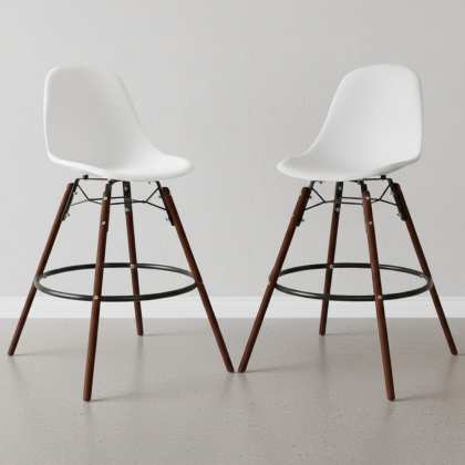 Buy Bar Stools - Scandinavian Design - Dark Wood Legs - Pack of 2 - Lumi White 61579 with a guarantee 