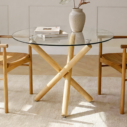 Buy Round Dining Table - Scandinavian Design - 4/5 Diners - Liona Natural 61602 home delivery 