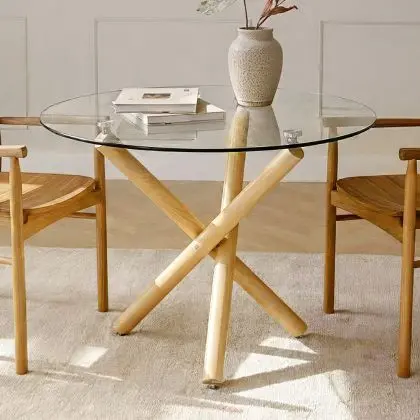 Buy Round Dining Table - Scandinavian Design - 4/5 Diners - Liona Natural 61602 home delivery 