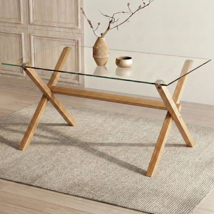 Buy Rectangular Dining Table - Scandinavian Design - 6 Diners - Liona Natural 61603 - in the EU 