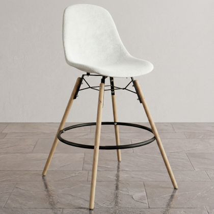 Buy Velvet Bar Stool - Scandinavian Design and Wooden Legs - Lumi White 61596 with a guarantee 