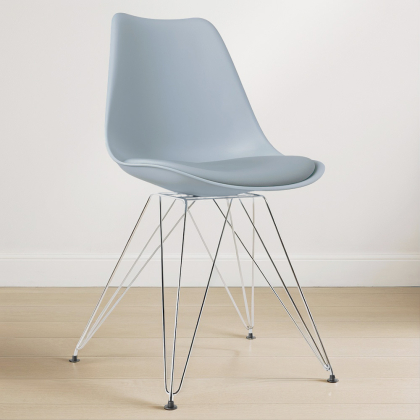 Buy Dining Chair with Cushion - Scandinavian Design and Metal Legs - Lumi Light grey 61728 at MyFaktory 