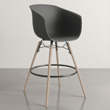 Buy Bar Stool - Scandinavian Style - Natural Wood Legs - Miscel Dark grey 61732 - prices 