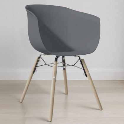 Buy Dining Chair - Scandinavian Style - Natural Wood Legs - Mangri Dark grey 61734 in the Europe 
