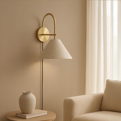 Buy Vintage Gold Wall Lamp with Plug and Switch - Lumella Brass 61745 with a guarantee