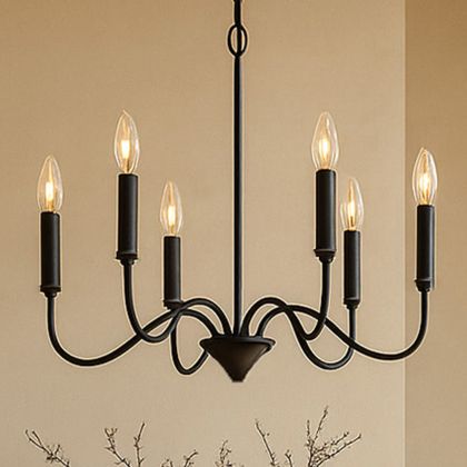 Buy Matte Black Metal Chandelier Style Pendant Lamp – 6 Arms - Lumora Black 61741 home delivery 