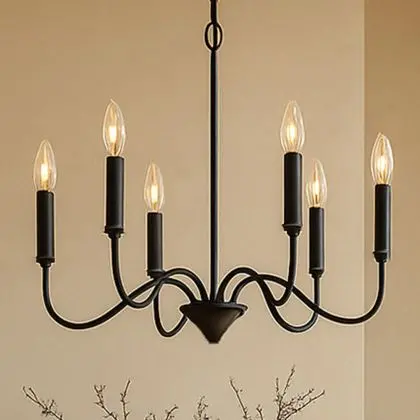 Buy Matte Black Metal Chandelier Style Pendant Lamp – 6 Arms - Lumora Black 61741 with a guarantee 