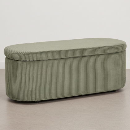 Buy Bench With Internal Storage Upholstered In Velvet Corduroy Fabric - Auren Olive 61765 with a guarantee 