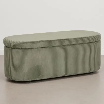 Buy Bench With Internal Storage Upholstered In Velvet Corduroy Fabric - Auren Olive 61765 - in the EU 