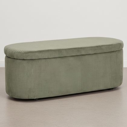 Buy Bench With Internal Storage Upholstered In Velvet Corduroy Fabric - Auren Olive 61765 - prices 