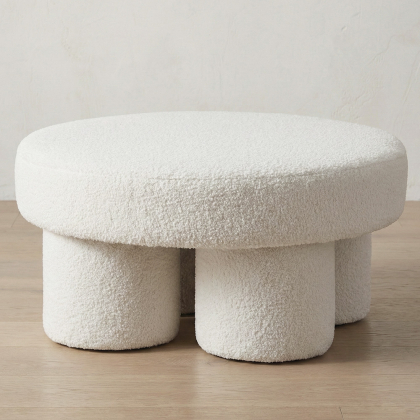 Buy Designer Ottoman In White Bouclé – Modern Coffee Table - Noreli White 61773 home delivery 