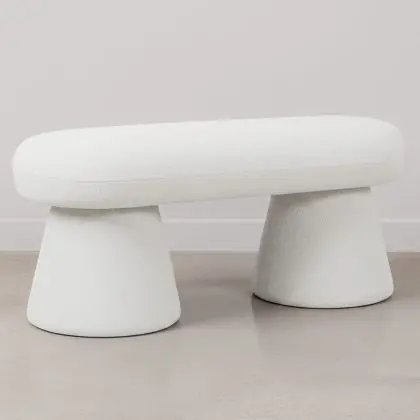 Buy Modern Style Bench Upholstered In Bouclé Fabric - Nuvora White 61774 home delivery 