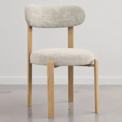 Buy Dining chair Chenille upholstered - Oak effect legs - Ergonomic and modern design - Essentia Cream 61786 with a guarantee
