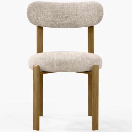 Buy Dining chair Chenille upholstered - Oak effect legs - Ergonomic and modern design - Essentia Cream 61786 with a guarantee