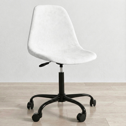 Buy Office Chair Swivel with Wheels – Velvet Upholstery – Steel Black Legs - Brielle  White 61832 at MyFaktory