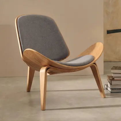 Buy Designer armchair - Scandinavian armchair - Fabric upholstery - Luna Light grey 16773 with a guarantee