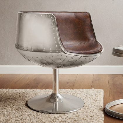 Buy Aviator Brandy chair - Aged effect microfiber imitation leather Brown 26716 with a guarantee 