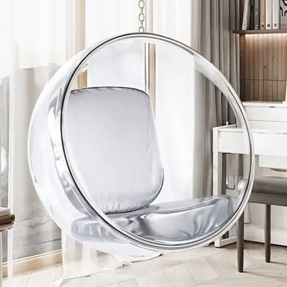 Buy Designer hanging armchair - Faux leather upholstery - Pop Silver 13199 with a guarantee 