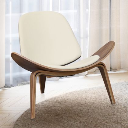 Buy Designer armchair - Scandinavian armchair - Faux leather upholstery - Luna Ivory 16774 in the Europe 