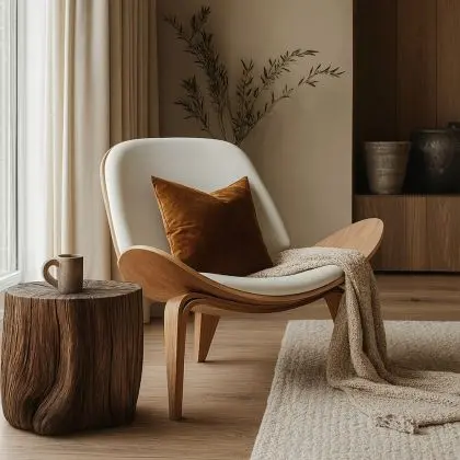 Buy Designer armchair - Scandinavian armchair - Faux leather upholstery - Luna Ivory 16774 in the Europe 