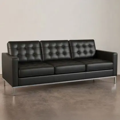 Buy Design Sofa Kanel  (3 seats) - Faux Leather Black 13246 - prices 