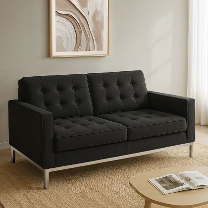 Buy 2 seats Sofa Kanel - Fabric Black 13241 at MyFaktory 