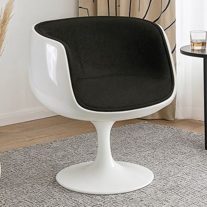 Buy Lounge Chair - White Design Chair - Fabric Upholstery - Brandy Black 13158 home delivery 