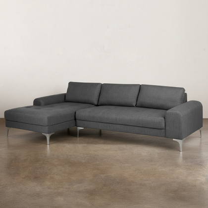 Buy Sofa Corner Design Living-room - 4/5 Seater - Right Angle - Fabric Dark grey 26731 with a guarantee 