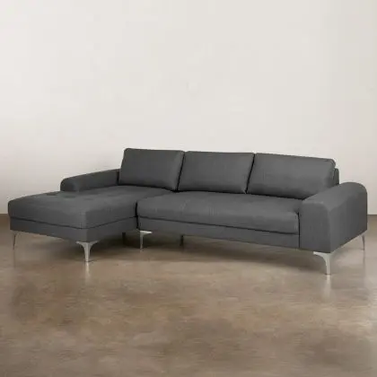 Buy Design Living-room Corner Sofa (5 seats) - Right Angle - Fabric Dark grey 26731 - prices 