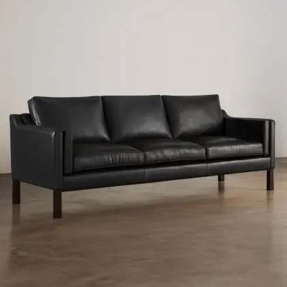 Buy Design Sofa 2213 (3 seats) - Premium Leather Black 13928 with a guarantee 