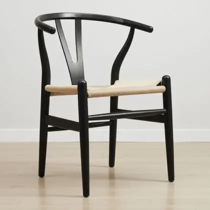 Buy Dining Chair Scandinavian Design Wooden Cord Seat - Wish Black 16432 at MyFaktory 